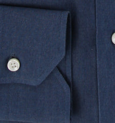 $600 Fiori Di Lusso Blue Solid Cotton Shirt - Full - (FDL3222514) - Parent