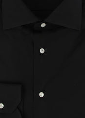 $600 Fiori Di Lusso Black Solid Cotton Shirt - Full - (FDL3222512) - Parent