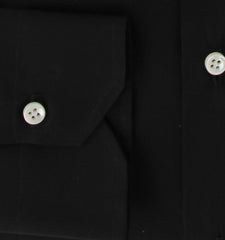 $600 Fiori Di Lusso Black Solid Cotton Shirt - Full - (FDL3222512) - Parent