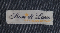 $600 Fiori Di Lusso Dark Blue Solid Cotton Shirt - Full - (FL715265) - Parent