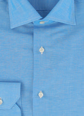 $750 Fiori Di Lusso Blue Solid Super 180's Shirt - Full - (FL715267) - Parent