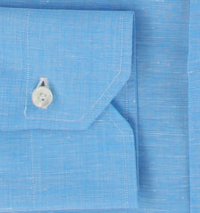 $750 Fiori Di Lusso Blue Solid Super 180's Shirt - Full - (FL715267) - Parent