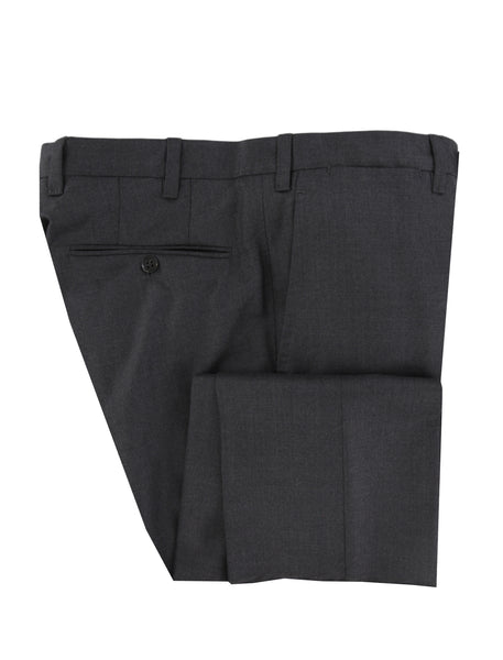$600 Fiori Di Lusso Dark Gray Solid Wool Pants - Full - (FL526262) - Parent