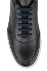 $600 Fiori Di Lusso Dark Blue Leather  Sneakers - (FL82233) - Parent
