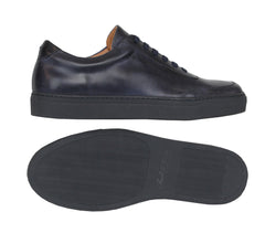 $600 Fiori Di Lusso Dark Blue Leather  Sneakers - (FL911247) - Parent