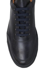 $600 Fiori Di Lusso Dark Blue Leather  Sneakers - (FL911247) - Parent