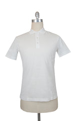 $225 Fiori Di Lusso White Solid Pique Polo - (FL282552) - Parent