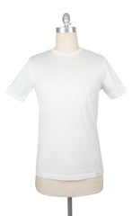 $200 Fiori Di Lusso White Crewneck Cotton T-Shirt - Slim - L - (FL282541)