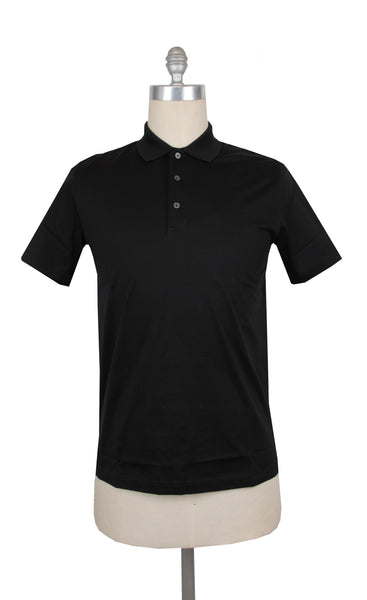$225 Fiori Di Lusso Dark Blue Solid Cotton Polo - (FL282556) - Parent