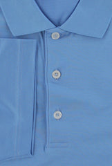 $225 Fiori Di Lusso Light Blue Solid Cotton Polo - (FL282557) - Parent