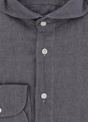 $400 Finamore Napoli Gray Linen Shirt - Extra Slim - (FN716243) - Parent