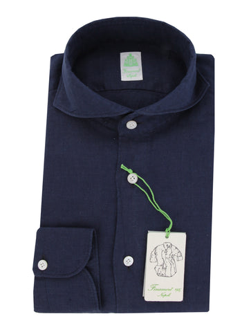 Finamore Napoli Navy Blue Shirt - Extra Slim
