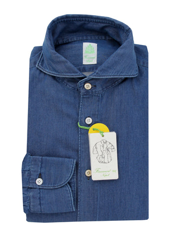 Finamore Napoli Denim Blue Shirt - Extra Slim