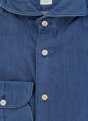 $400 Finamore Napoli Denim Blue Shirt - Extra Slim - (FN716249) - Parent