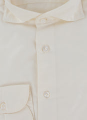 $400 Finamore Napoli Off White Solid Cotton Shirt - Extra Slim - (FN115261) - Parent
