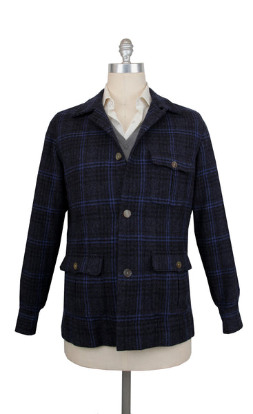 Finamore Napoli Blue Wool Blend Overshirt - (FN123244) - Parent