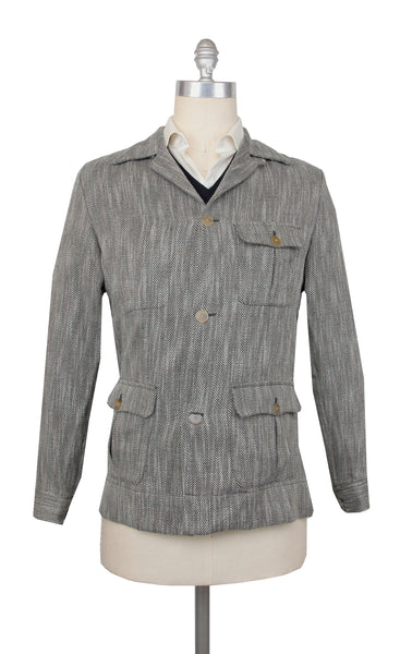 Finamore Napoli Green Herringbone Overshirt - (FN123242) - Parent