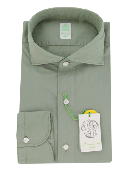 Finamore Napoli Green Solid Cotton Shirt - Extra Slim - (FN1302410) - Parent