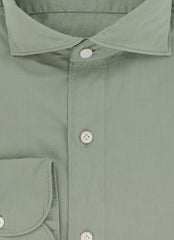 $400 Finamore Napoli Green Solid Cotton Shirt - Extra Slim - (FN1302410) - Parent