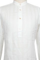 $375 Finamore Napoli White Cotton Blend Shirt - Slim - (FN916261) - Parent
