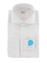 $450 Finamore Napoli White Solid Cotton Shirt - Slim - (FN102251) - Parent