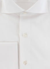$450 Finamore Napoli White Solid Cotton Shirt - Slim - (FN102251) - Parent