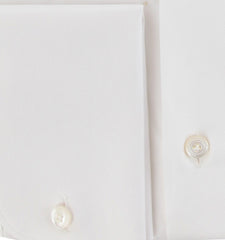 $450 Finamore Napoli White Solid Cotton Shirt - Slim - (FN102251) - Parent