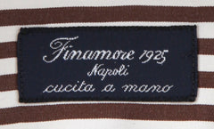 $450 Finamore Napoli Brown Striped Cotton Shirt - Slim - (FN222251) - Parent