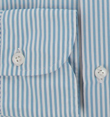 $450 Finamore Napoli Blue Striped Cotton Shirt - Full - (FN102254) - Parent