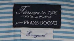 $450 Finamore Napoli Blue Striped Cotton Shirt - Full - (FN102254) - Parent