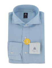 $600 Finamore Napoli Light Blue Shirt - Slim - L US/L EU - (FN102259)