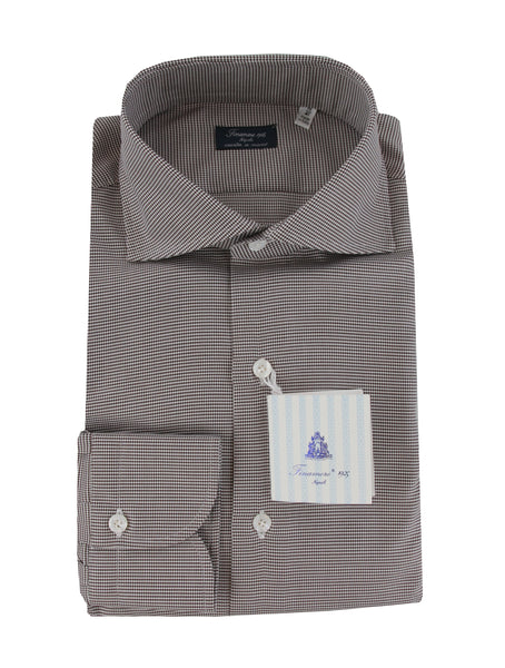$450 Finamore Napoli Dark Brown Shirt - Slim - (FN222253) - Parent