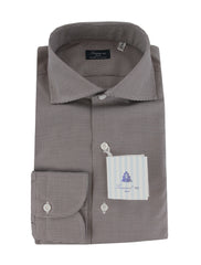 $450 Finamore Napoli Dark Brown Shirt - Slim - 15/38 - (FN222253)