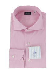 $450 Finamore Napoli Pink Cotton Shirt - Slim - 18/45 - (FN1227249)