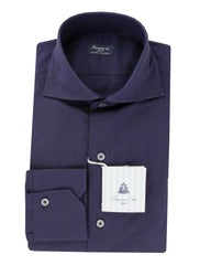 Finamore Napoli Dark Blue Solid Shirt - Slim - 15/38 - (FN19249)