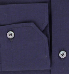 $450 Finamore Napoli Dark Blue Solid Shirt - Slim - (FN19249) - Parent