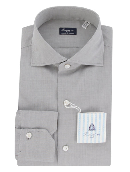 Finamore Napoli Gray Solid Cotton Shirt - Slim - (FN130245) - Parent