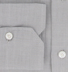 $450 Finamore Napoli Gray Solid Cotton Shirt - Slim - (FN130245) - Parent