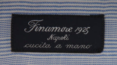 $600 Finamore Napoli Light Blue Striped Carlo Riva 180/2 Shirt - Slim - (FN8282412) - Parent