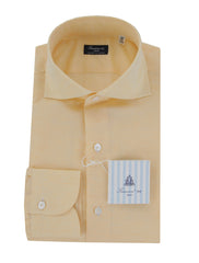 $450 Finamore Napoli Yellow Solid Shirt - Slim - (FN8282411) - Parent