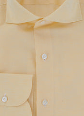 $450 Finamore Napoli Yellow Solid Shirt - Slim - (FN8282411) - Parent