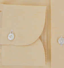 $450 Finamore Napoli Yellow Solid Shirt - Slim - (FN8282411) - Parent