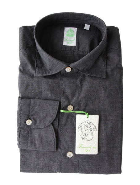 Finamore Napoli Dark Gray Cotton Shirt - Extra Slim - (FN5122216) - Parent