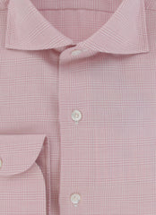 $450 Finamore Napoli Pink Plaid Flannel Shirt - Slim - (FN8282413) - Parent