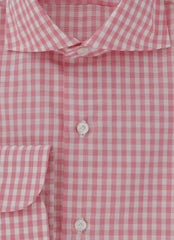 $450 Finamore Napoli Pink Check Shirt - Slim - (FN8282410) - Parent