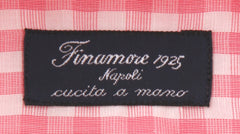$450 Finamore Napoli Pink Check Shirt - Slim - (FN8282410) - Parent