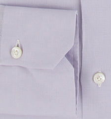$450 Finamore Napoli Lavender Purple Linen Shirt - Slim - (FN38261) - Parent