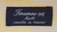 $450 Finamore Napoli Yellow Striped Linen Shirt - Slim - (FN1272419) - Parent
