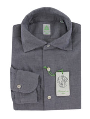$450 Finamore Napoli Dark Blue Shirt - Full - 15.75/40 - (FN102255)