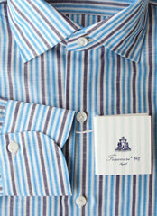 Finamore Napoli Light Blue Striped Shirt - Slim - (FN528221) - Parent